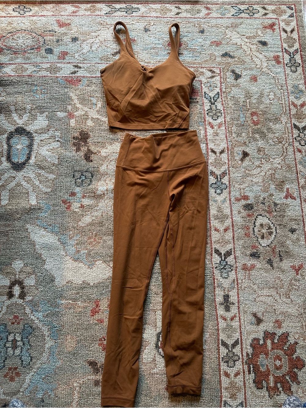 Lululemon High-Waist Rust Brown Women's Leggings & Crop Top Set